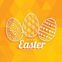Lycklig påsk platt kort med dekorativ ägg vektor