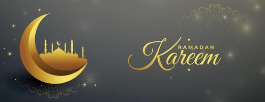 Ramadan kareem golden Mond und Moschee Banner Design vektor