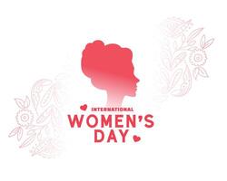 International Damen Tag Vorabend Hintergrund mit weiblich Gesicht Design vektor