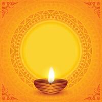 Lycklig diwali hälsning bakgrund med olja diya och bild eller text Plats vektor