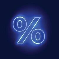 lysande neon procentsats ikon bakgrund för försäljning och befordran vektor
