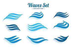 uppsättning av vågor logotyp stilar med skugga vektor