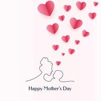 glücklich Mutter Tag Feier Karte mit Mama und Kind und schwebend Herzen vektor
