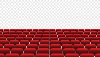 realistisk röd rader av bio teater sittplats vektor