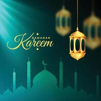 arabicum ramadan kareem fasta säsong skön lysande kort design vektor