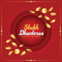 Hindu kulturell shubh Dhanteras wünscht sich Karte zum Segen und der Wohlstand vektor