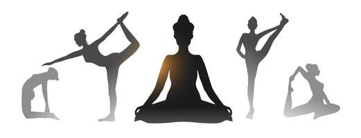 künstlerisch Yoga Tag Haltung Banner zum ein gesund Lebensstil vektor