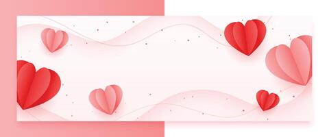 papperssår kärlek hjärta valentines dag hälsning baner med text Plats vektor
