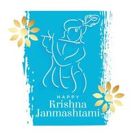 trevlig Janmashtami festival lyckönskningar bakgrund i vattenfärg stil vektor