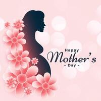 schwanger Frauen mit Blumen zum glücklich Mütter Tag vektor