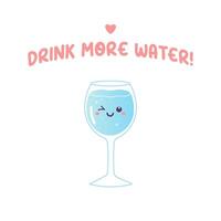dryck Mer vatten glas med vatten , karaktär vektor illustration