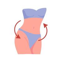 kvinnors midja, vikt förlust, ämnesomsättning visad med pilar. vektor illustration