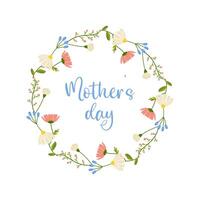 Mütter Tag, Text mit Blumen- Rahmen auf Weiß Hintergrund, zum Karte Design, Herzliche Glückwünsche vektor