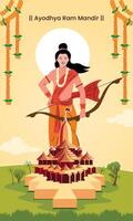 ayodhya RAM Mandir, RAM Tempel mit Shri RAM, planen Vektor