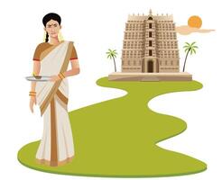 traditionell söder indisk kerala kvinna vektor illustration