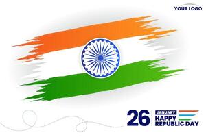 26 Januar Republik Tag von Indien Feier mit indisch Flagge vektor