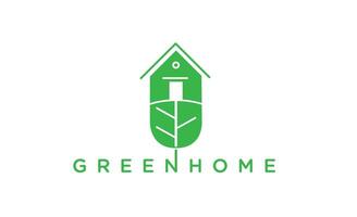 Grün Blatt Zuhause Logo Symbol Vektor Illustration