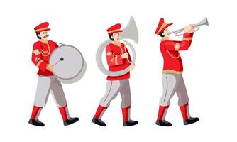 Musik- Messing- Band Zeichen marschieren im rot Kleid Vektor