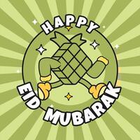 Ketupat eid Mubarak groovig Vektor Design