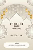 elegant glamour bakgrund och affisch ramadan kareem med lutning stil och realistisk ikon vektor