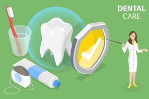 3d isometrisch eben Vektor konzeptionelle Illustration von Dental Pflege.
