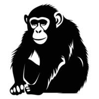schimpans svart silhuett vektor, vit bakgrund. vektor