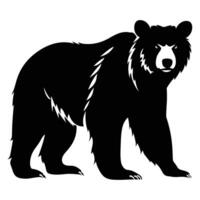 grizzly svart silhuett vektor, vit bakgrund. vektor