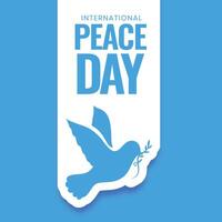 Papierschnitt Stil Welt Frieden Tag Poster mit Taube Vogel und Olive Blatt vektor