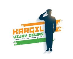 kargil vijay diwas Hintergrund mit patriotisch salutieren Soldat vektor