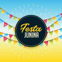 festa junina firande bakgrund med fest flaggor vektor