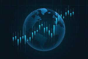 finanziell Diagramm auf Globus Hintergrund zum Forex Handel oder Lager Markt vektor