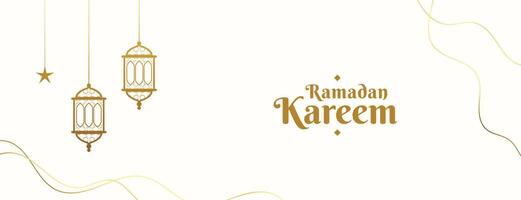 vit och gyllene ramadan kareem festival baner design vektor