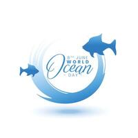 Welt Ozean Tag Veranstaltung Poster mit Öko Marine Leben Konzept vektor
