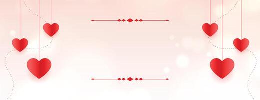 glücklich Valentinsgrüße Tag hängend Herzen Banner mit Text Raum vektor