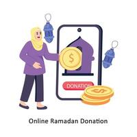 online Ramadan Spende eben Stil Design Vektor Illustration. Lager Illustration