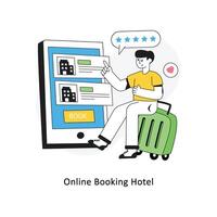 online Buchung Hotel eben Stil Design Vektor Illustration. Lager Illustration