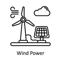 Wind Leistung Vektor Gliederung Symbol Design Illustration. Herstellung Einheiten Symbol auf Weiß Hintergrund eps 10 Datei