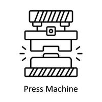 Drücken Sie Maschine Vektor Gliederung Symbol Design Illustration. Herstellung Einheiten Symbol auf Weiß Hintergrund eps 10 Datei