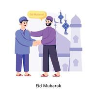 eid mubarak platt stil design vektor illustration. stock illustration