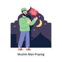 muslim man bön- platt stil design vektor illustration. stock illustration