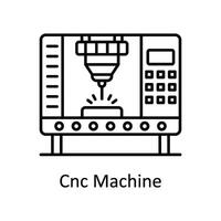 cnc maskin vektor översikt ikon design illustration. tillverkning enheter symbol på vit bakgrund eps 10 fil