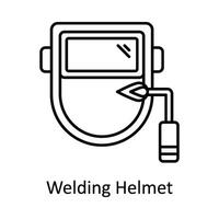 Schweißen Helm Vektor Gliederung Symbol Design Illustration. Herstellung Einheiten Symbol auf Weiß Hintergrund eps 10 Datei