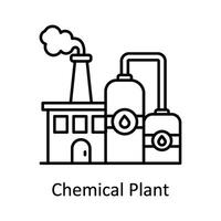 kemisk växt vektor översikt ikon design illustration. tillverkning enheter symbol på vit bakgrund eps 10 fil