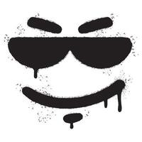Graffiti Emoticon cool lächelnd Gesicht mit Sonnenbrille isoliert mit ein Weiß Hintergrund. vektor