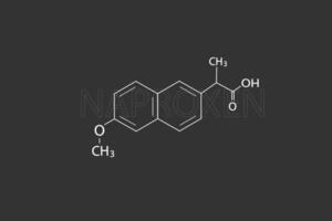 naproxen molekyl skelett- kemisk formel vektor