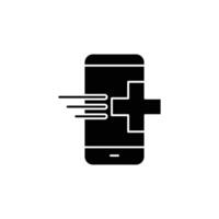 Anruf Arzt Symbol. einfach solide Stil. online Telefon medizinisch Hilfe, Gesundheit Beratung, Notfall Telefon Konzept. schwarz Silhouette, Glyphe Symbol. Vektor Illustration isoliert.