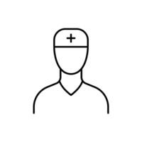 sjuksköterska ikon. enkel översikt stil. läkare, manlig, människor, man, läkare, hälsa, medicinsk, sjukhus begrepp. tunn linje symbol. vektor illustration isolerat.