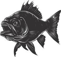 ai generiert Silhouette Piranha Fisch Tier schwarz Farbe nur voll Körper vektor