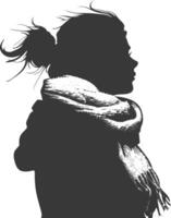 ai generiert Silhouette Frau mit Schnee Schal schwarz Farbe nur vektor