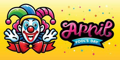 April Narren Tag, Clown Charakter, bunt Vektor Illustration, Banner eben Design